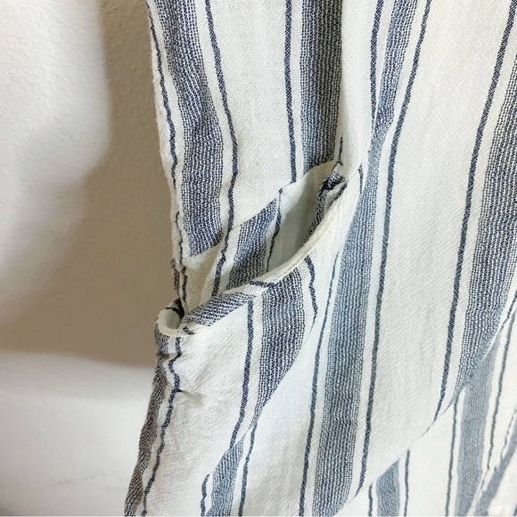 Zara Basic striped linen layered dress with pockets blue white size xs - Picture 4 of 7
